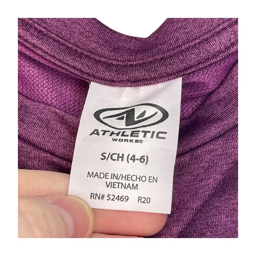 Athletic Works Shirt Women's Small Purple Thumb Hole Sleeve Crew Neck Running - Picture 3 of 7
